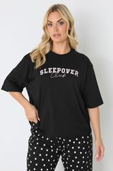 YOURS Plus Size Black 'Sleepover Club' Sleep Top | Yours Clothing 2