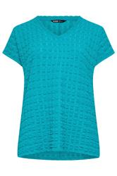 YOURS Curve Teal Blue Bubble Textured T-Shirt