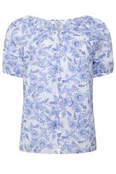 M&Co Blue Floral Print Dobby Blouse | M&Co 5