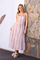 M&Co White & Red Embroidered Cotton Tie Waist Dress | M&Co 3
