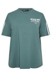 YOURS ACTIVE Plus Size  Blue 'Health & Wellness' T-Shirt | Yours Clothing 8