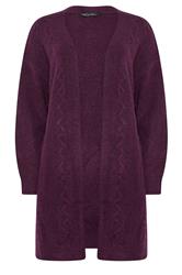M&Co Berry Purple Cable Knit Cardigan | M&Co 5