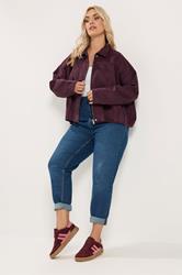 YOURS Plus Size Purple Faux Suede Bomber Jacket | Yours Clothing 2
