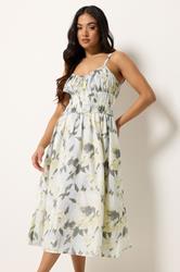 PixieGirl Petite Women's Grey Abstract Print Midi Dress | PixieGirl 3