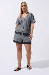 LIMITED COLLECTION Plus Size Grey Pinstripe Shirt | Yours Clothing 1