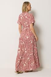LTS Tall Women's Berry Red Floral Tie Waist Maxi Dress | Long Tall Sally 4