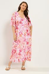 YOURS Plus Size Pink Floral Maxi Dress | Yours Clothing 2