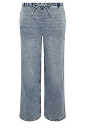 PixieGirl Petite Women's Mid Blue Pull On Wide Leg Jeans | PixieGirl 5