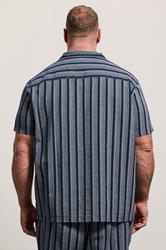 BadRhino Big & Tall Navy Blue & White Stripe Shirt | BadRhino 4