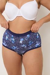 YOURSET 5 PACK Plus Size Blue Floral Butterfly Print Full Briefs | Yours Clothing 2