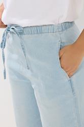 PixieGirl Petite Women's Light Blue Washed Denim Pull-On Wide Leg Jeans | PixieGirl 4
