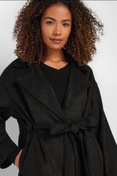 M&Co Black Faux Suede Wrap Formal Coat | M&Co 4