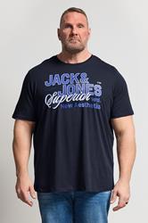 JACK & JONES Big & Tall Navy Blue Graphic T-Shirt | BadRhino 3