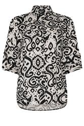 M&Co White & Black Ikat Print Tab Sleeve Shirt