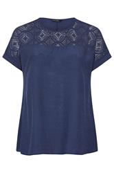 EVANS Plus Size Navy Blue Lace Blouse | Evans 5