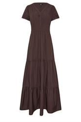 LTS Tall Women's Brown Lace Trim Cotton Tiered Maxi Dress | Long Tall Sally 6