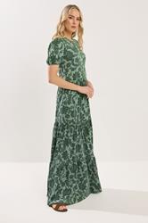 LTS Tall Women's Green Floral Tiered Cotton Maxi Dress | Long Tall Sally 1