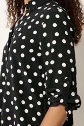 M&Co Black Polka Dot Tab Sleeve Shirt 4