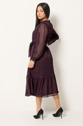 M&Co Petite Purple Ditsy Long Sleeve Midi Dress | M&Co  2