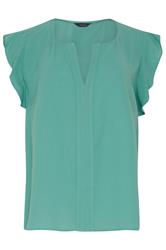 M&Co blusa verde con mangas con volantes