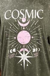 YOURS Plus Size Green Acid Wash 'Cosmic' Oversized T-Shirt | Yours Clothing 4