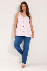 YOURS Plus Size Blush Pink Ribbed Swing Vest Top | Yours Clothing 1