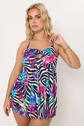 YOURS Plus Size Black Zebra Print Tankini Top | Yours Clothing 4