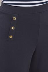LTS Tall Navy Blue Military Button Detail Wide Leg Trousers | Long Tall Sally 4