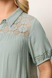 YOURS Plus Size Sage Green Tiered Shirt | Yours Clothing 4
