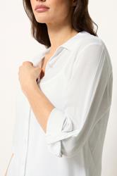 M&Co White Crinkle Tab Sleeve Shirt | M&Co 4