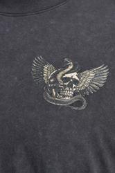 BadRhino Big & Tall Grey Extra Long Snake & Skull Graphic Acid Wash T-Shirt | BadRhino 5