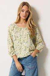 M&Co White & Yellow Floral Button Down Cotton Blouse | M&Co 3