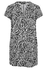 YOURS Plus Size Black Abstract Leaf Pleat Front Dress | Yours Clothing 5