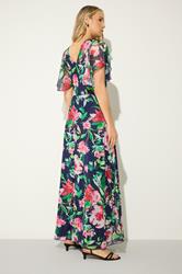 LTS Tall Women's Navy Blue Floral Mesh Maxi Dress | Long Tall Sally 2
