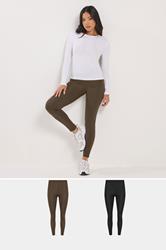 PixieGirl Petite 2 PACK Women's Chocolate Brown & Black Leggings | PixieGirl 3
