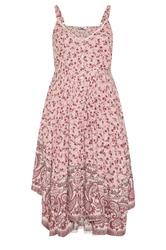 YOURS Curve Pink Paisley Print Hanky Hem Dress