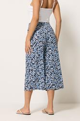 M&Co Petite Blue Floral Print Wide Leg Culottes | M&Co 2