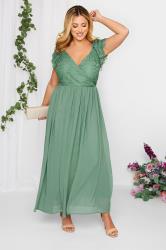 YOURS LONDON Plus Size Green Lace Wrap Jumpsuit