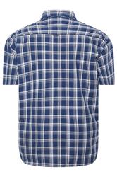 D555 Big & Tall Navy Blue Check Pocket Short Sleeve Shirt | BadRhino 4