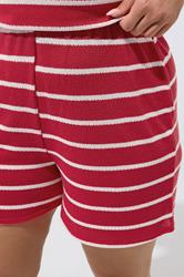 LIMITED COLLECTION Plus Size Red Crochet Stripe Shorts | Yours Clothing 5