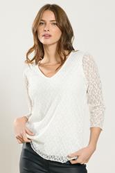 M&Co Ivory White Floral Lace Long Sleeve Top | M&Co 3