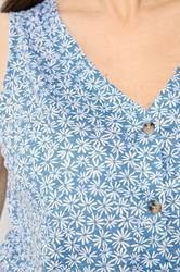 M&Co Blue Floral Print Button Detail Cotton Vest Top | M&Co 4