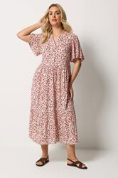 YOURS Plus Size Orange Floral Placket Dress | Yours Clothing 1