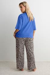 YOURS Plus Size Blue & Leopard Print 'Ibiza' Pyjama Set | Yours Clothing 2