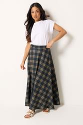 PixieGirl Petite Women's Dark Blue Check Maxi Skirt | PixieGirl 3
