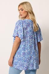 YOURS Plus Size Blue Floral Pintuck Blouse | Yours Clothing 2