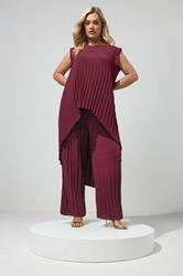 YOURS LONDON Plus Size Purple Pleated Trousers | Yours Clothing 3
