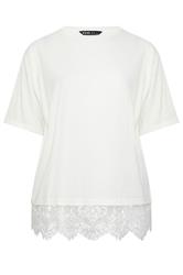 YOURS Plus Size Ivory White Lace T-Shirt | Yours Clothing 5