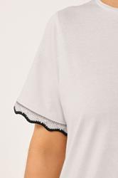 YOURS Plus Size White Metallic Crochet Trim Short Sleeve T-Shirt | Yours Clothing 4