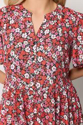 YOURS Plus Size Red Floral Placket Dress | Yours Clothing 4